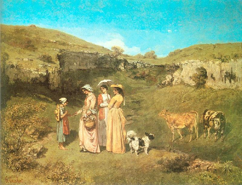 Courbet, Gustave The Young Ladies of the Village oil painting image
